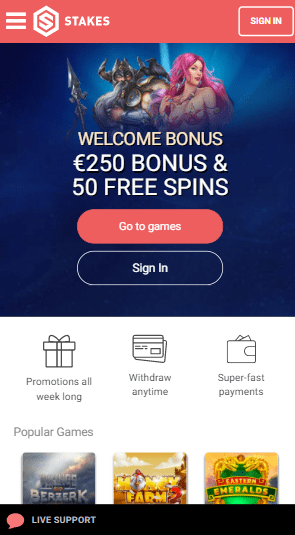 Stakes Casino Bonuses 2021  100% Signup Bonus 250